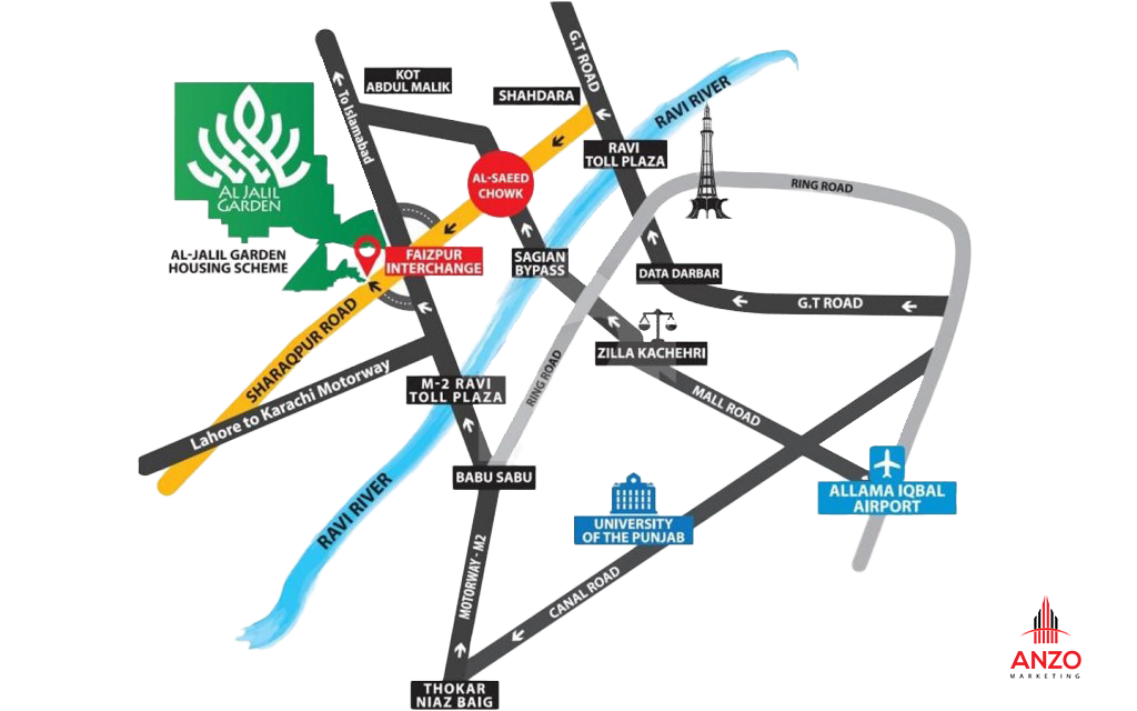 al jalil gardens lahore map
